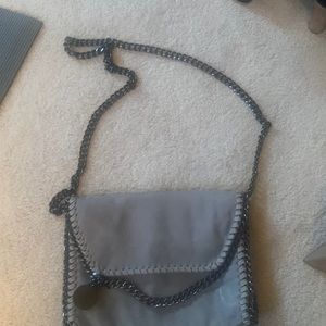 Vegan Warehouse Faux Suede Gray Chain Bag